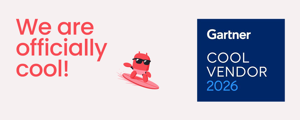 We are officially cool! Pillar mascot surfing next to the Gartner Cool Vendor 2026 badge